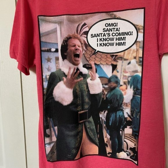 Elf Movie Will Ferrell OMG! Santa T Shirt Small Red Ripple Junction NWOT - Picture 2 of 7